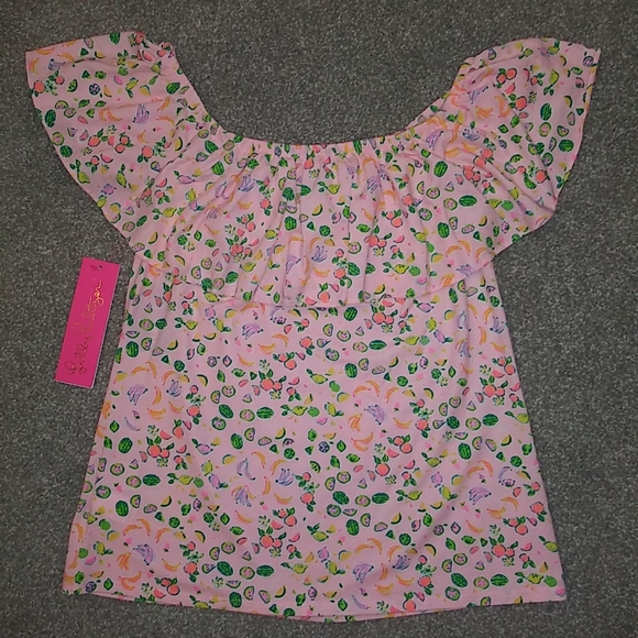 NWT Sz XXS Lilly Pulitzer Off-Shoulder Ruffle Top - Picture 7 of 11